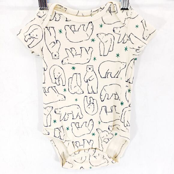 Carters Shirt Pants Two Piece Set Baby Newborn Cream Blue Polar Bear Comfort - Picture 2 of 7